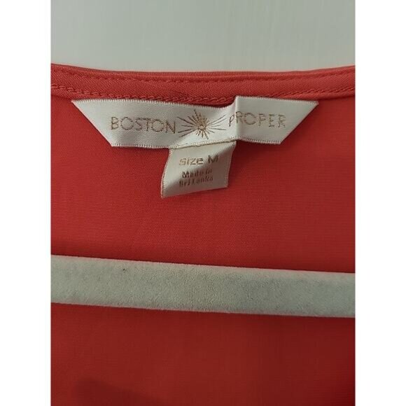 Boston Proper Top Womens M Orange Knit Blouse Star Fish Brooch V-Neck 3/4 Sleeve - Picture 2 of 8